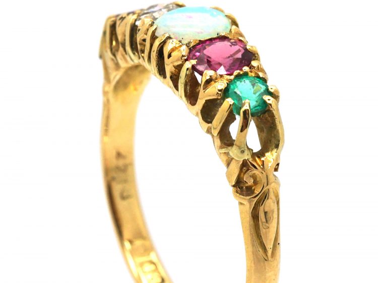 Edwardian 18ct Gold Ring with Gemstones that Spell Adore