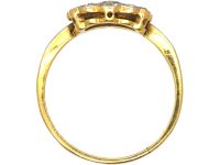 Art Deco 18ct Gold & Platinum Fan Shaped Ring set with Diamonds