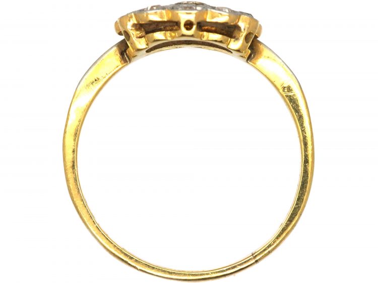 Art Deco 18ct Gold & Platinum Fan Shaped Ring set with Diamonds