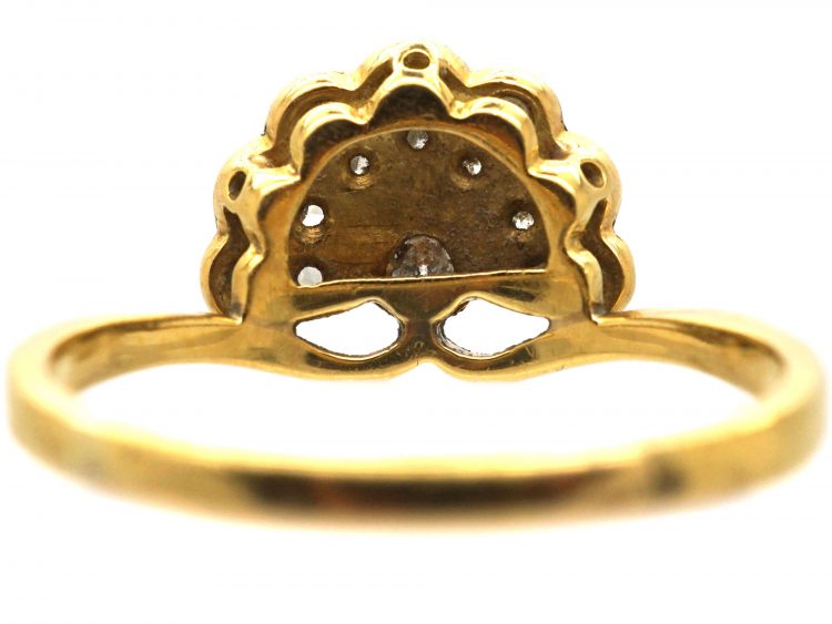 Art Deco 18ct Gold & Platinum Fan Shaped Ring set with Diamonds