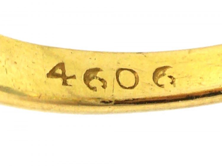 Victorian 18ct Gold, Emerald & Diamond Carved Half Hoop Ring