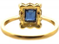 Art Deco 18ct Gold & Platinum, Sapphire & Diamond Rectangular Ring