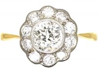 Early 20th Century 18ct Gold & Platinum, Diamond Daisy Cluster Ring