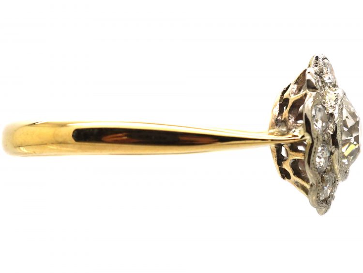 Early 20th Century 18ct Gold & Platinum, Diamond Daisy Cluster Ring