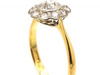 Early 20th Century 18ct Gold & Platinum, Diamond Daisy Cluster Ring