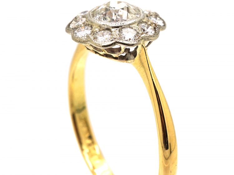 Early 20th Century 18ct Gold & Platinum, Diamond Daisy Cluster Ring