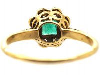 Early 20th Century 18ct Gold & Platinum, Square Cut Emerald & Diamond Ring