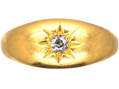 Victorian 18ct Gold Gypsy Ring set with a Diamond