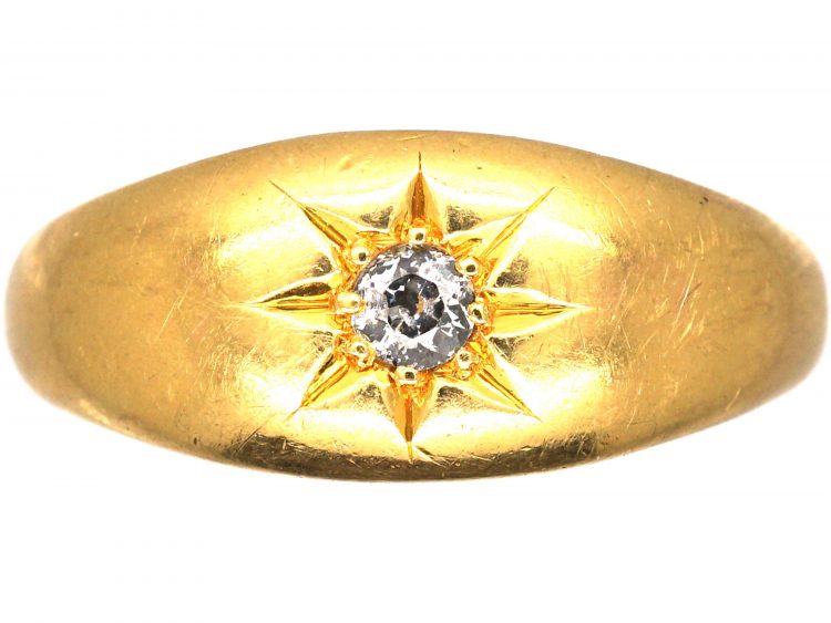 Victorian 18ct Gold Gypsy Ring set with a Diamond