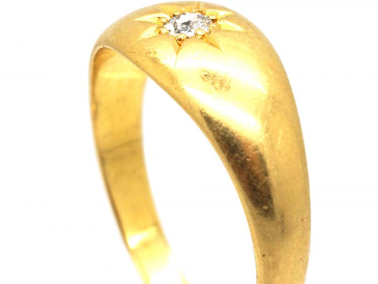 Victorian 18ct Gold Gypsy Ring set with a Diamond