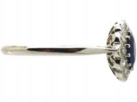 Early 20th Century 18ct White Gold & Platinum, Sapphire & Diamond Oval Cluster Ring