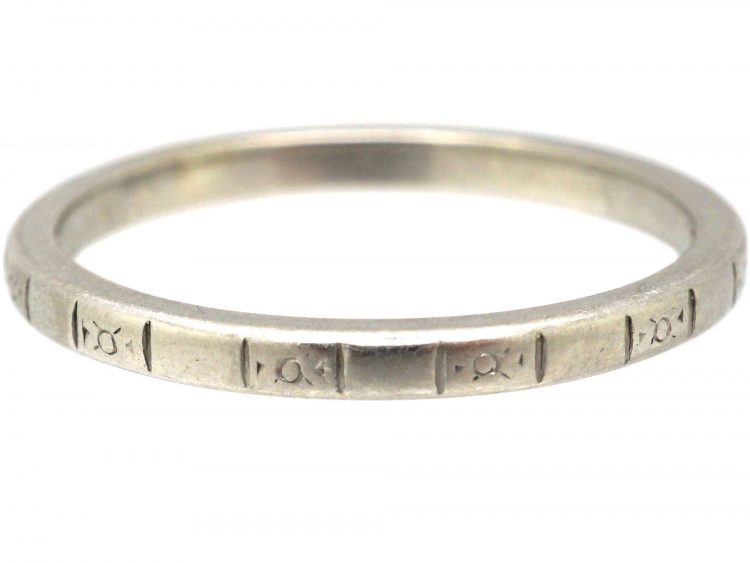 Art Deco Engraved Platinum Wedding Ring