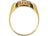 Edwardian 18ct Gold, Sapphire & Diamond Cluster Ring with Sapphire Set Shoulders