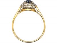 Mid 20th Century 18ct Gold, Sapphire & Diamond Oval Cluster Ring