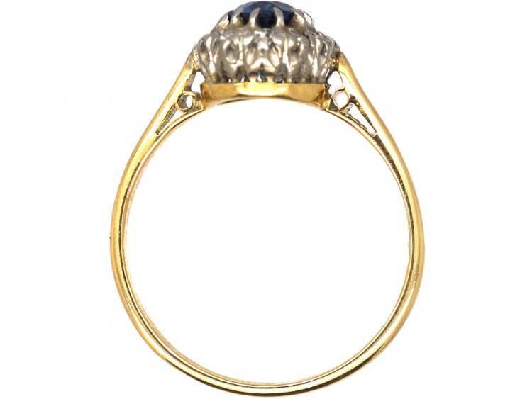 Mid 20th Century 18ct Gold, Sapphire & Diamond Oval Cluster Ring