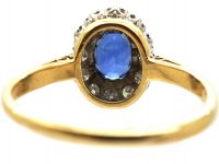 Mid 20th Century 18ct Gold, Sapphire & Diamond Oval Cluster Ring