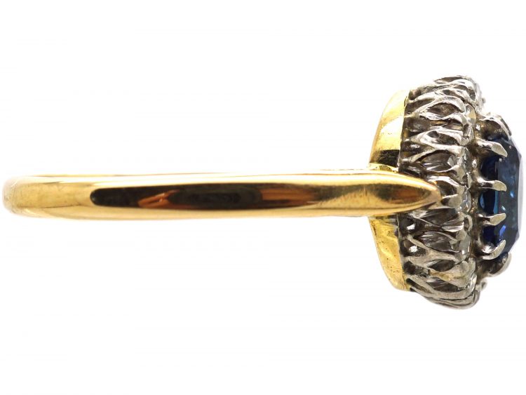 Mid 20th Century 18ct Gold, Sapphire & Diamond Oval Cluster Ring