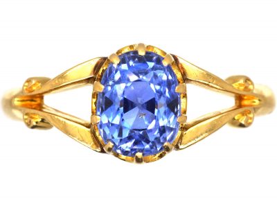 Edwardian 18ct Gold & Sapphire Solitaire Ring