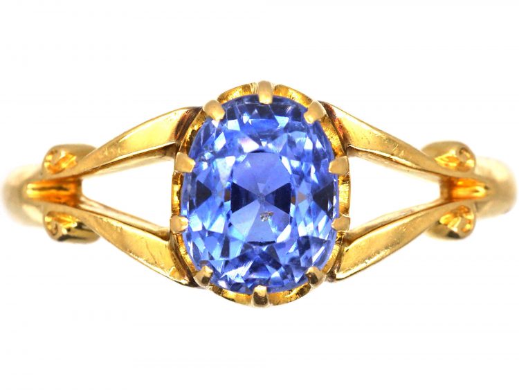 Edwardian 18ct Gold & Sapphire Solitaire Ring