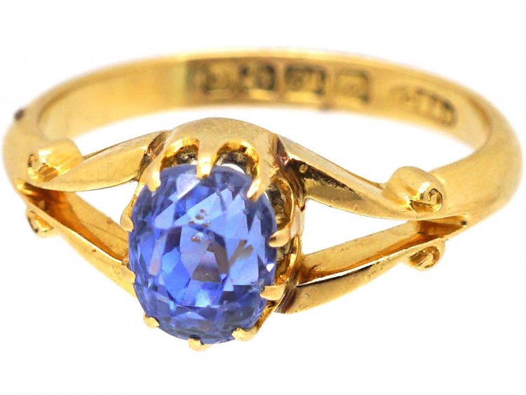 Edwardian 18ct Gold & Sapphire Solitaire Ring