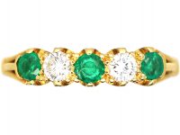 18ct Gold, Emerald & Diamond Five Stone Ring