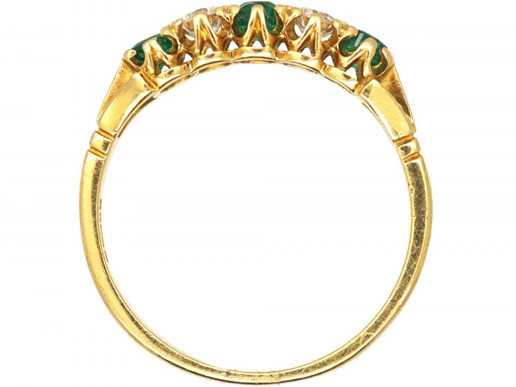 18ct Gold, Emerald & Diamond Five Stone Ring