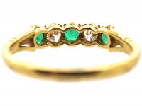 18ct Gold, Emerald & Diamond Five Stone Ring