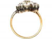 Art Nouveau Large Flower Spray Ring set with Old European Cut Diamonds