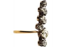 Art Nouveau Large Flower Spray Ring set with Old European Cut Diamonds