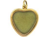 Edwardian 15ct Gold Heart Studded with Natural Split Pearls & a Diamond