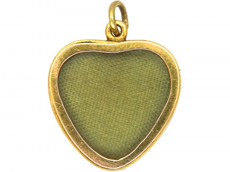 Edwardian 15ct Gold Heart Studded with Natural Split Pearls & a Diamond