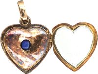 Early 20th Century Heart Locket Studded with Rose Diamonds & a Sapphire