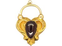 Early Victorian 15ct Gold Padlock set with a Cabochon Garnet