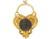Early Victorian 15ct Gold Padlock set with a Cabochon Garnet