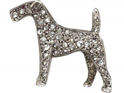 Edwardian Diamond Set Airedale Terrier Brooch