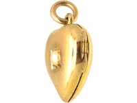 Edwardian 15ct Gold Witches Heart Locket set with a Natural Split Pearl