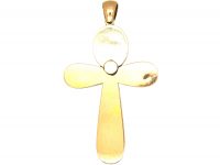 Victorian 18ct Gold, Natural Split Pearl & Banded Onyx Cross