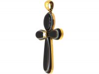 Victorian 18ct Gold, Natural Split Pearl & Banded Onyx Cross