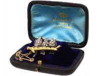 Edwardian Novelty Brooch of Three Diamond Set Birds on a Branch in The Original Case