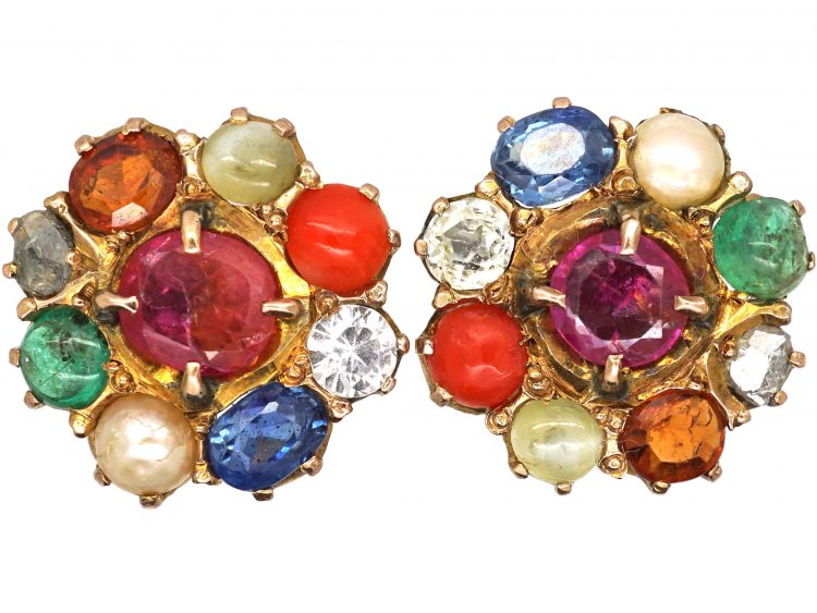 9ct Gold Harlequin Cluster Earrings