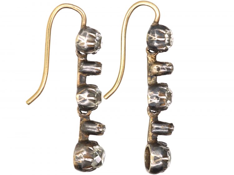 Victorian Three Stone Diamond Articulated Drop Earrings