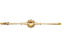 Art Deco 15ct Gold & Platinum, Diamond & Natural Pearl Cluster Brooch