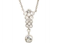 Art Deco Platinum & Diamond Flower Pendant on Chain