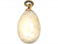 Edwardian White Enamel Egg Pendant