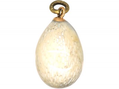 Edwardian White Enamel Egg Pendant