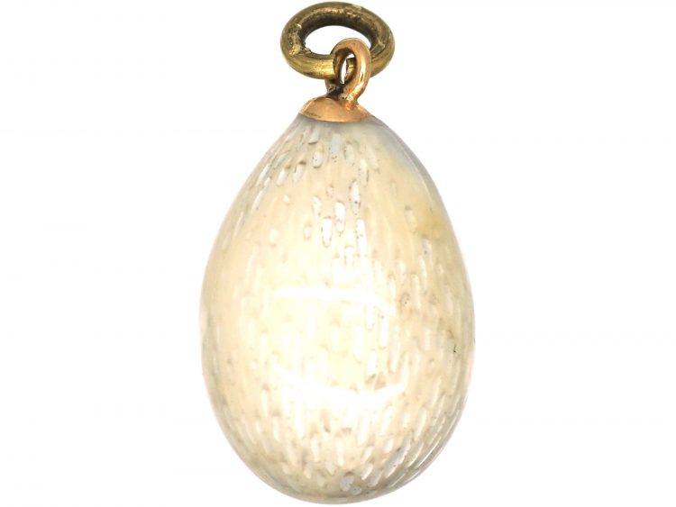 Edwardian White Enamel Egg Pendant