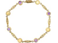 Edwardian 15ct Gold Bracelet set with Amethysts & Opals