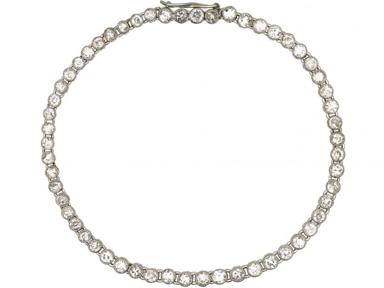 French Art Deco Platinum & Diamond Line Bracelet