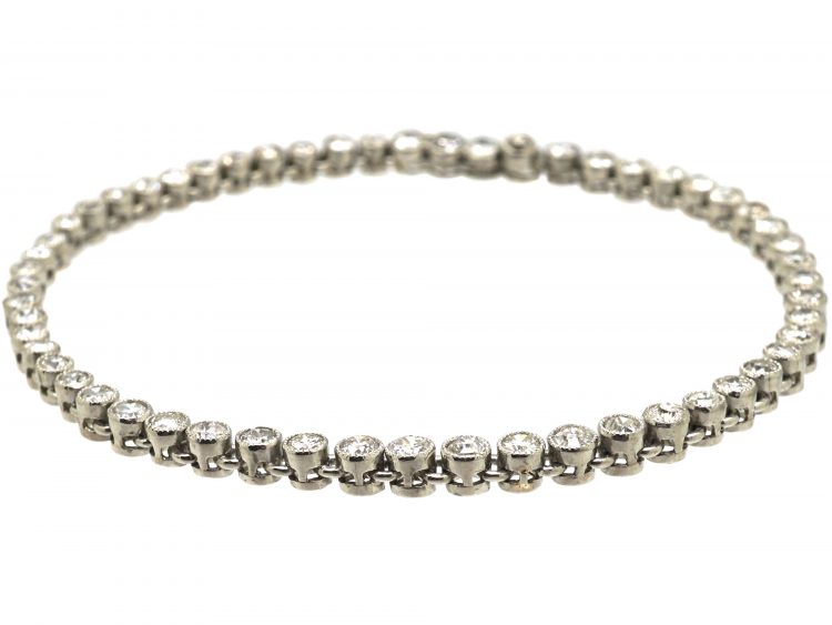 French Art Deco Platinum & Diamond Line Bracelet