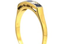 Art Deco 18ct Gold & Platinum, French Cut Sapphire & Diamond Five Stone Ring